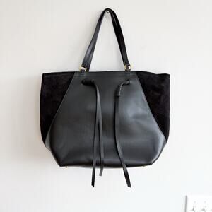 R.M Williams Signature Leather Suede Double Strap Tote Bag Black